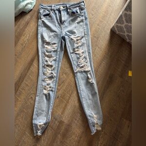 American Eagle Outfitters Light Blue Distressed Skinny Jeans